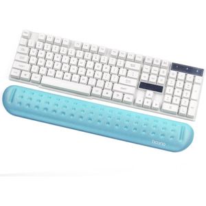 Baona Silicone Memory Cotton Wrist Pad Massage Hole Keyboard Mouse Pad  Style: Large Keyboard Rest (Blue)