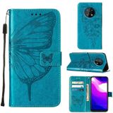 For Nokia G50 Embossed Butterfly Leather Phone Case(Blue)