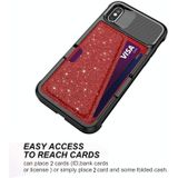 Glitter magnetische kaarttas lederen tas voor iPhone X / XS