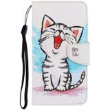 For Nokia 2.2 3D Colored Drawing Horizontal Flip PU Leather Case with Holder & Card Slots & Wallet(Red Mouth Cat)