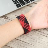 Plastic Buckle Mixed Color Nylon Braided Single Loop Replacement Watchbands For Apple Watch Series 6 & SE & 5 & 4 44mm / 3 & 2 & 1 42mm  Size:L(Checkered Red Black)