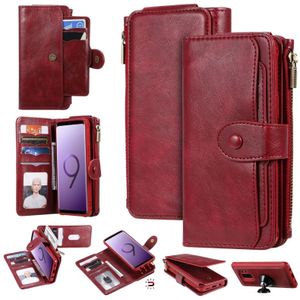 For Galaxy S9 Multifunctional Retro Detachable Magnetic Horizontal Flip Leather Case with Card Slots & Holder & Wallet & Photo Frame(Red)