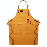 Household Denim Apron Barista Floral Tea Shop Barber Work Clothes  Specification: for Children 57cm(Yellow)