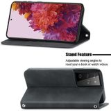 For Samsung Galaxy S21 Ultra Retro Skin Feel Business Magnetic Horizontal Flip Leather Case with Holder & Card Slots & Wallet & Photo Frame(Black)