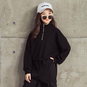 Winter Children Plus Velvet Thickening Sweater Hoodies (Color:Black Size:160cm)