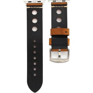 For Apple Watch Series 3 & 2 & 1 38mm Retro Hole Genuine Leather Wrist Watch Band(Brown)