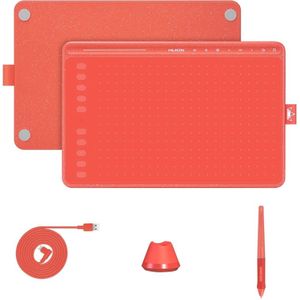 HUION HS611 5080 LPI Touch Strip Art Drawing Tablet for Fun  with Battery-free Pen & Pen Holder (Red)