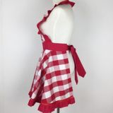 Retro Cotton Big Plaid Big Swing Apron(Red White Grid)