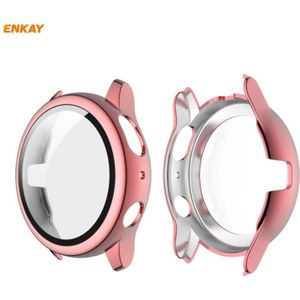 For Samsung Galaxy Watch Active 2 44mm ENKAY Hat-Prince ENK-AC8205 Full Coverage Electroplating PC Case + 9H Tempered Glass Protector(Pink)