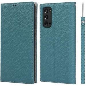 For Samsung Galaxy S20 FE Litchi Texture Horizontal Flip Top Layer Cowhide Leather Case with Holder & Card Slots & Wallet & Strap & Wire Winder(Sky Blue)