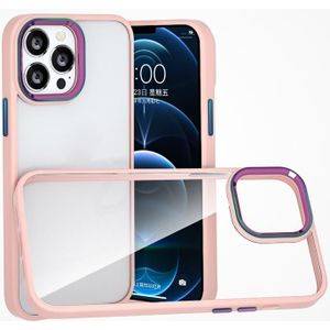 Colorful Metal Lens Ring Phone Case For iPhone 12 mini(Pink)