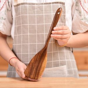 Non-Stick Pot Wood Shovel Teak Cooking Pot Shovel Tableware Curved Shovel