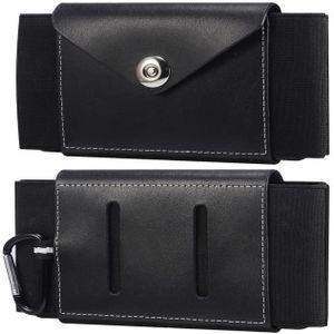 Ultra-thin Elasticity Mobile Phone Leather Case Waist Bag For 5.5-6.5 inch Phones  Size: M(Black)