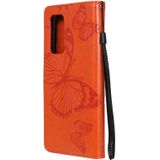 For Xiaomi Mi 10T / Mi 10T Pro 3D Butterflies Embossing Pattern Horizontal Flip Leather Case with Holder & Card Slot & Wallet(Orange)