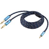 EMK 3.5mm Jack Male to 2 x 6.35mm Jack Male Gold Plated Connector Nylon Braid AUX Cable for Computer / X-BOX / PS3 / CD / DVD  Cable Length:5m(Dark Blue)