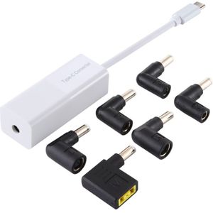 Laptop Power Adapter 65W USB-C / Type-C Converter to 6 in 1 Power Adapter (White)