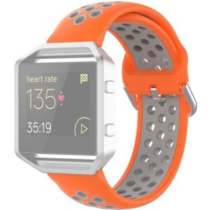 For Fitbit Versa 2 / Versa / Versa Lite / Blaze 23mm Sports Two Colors Silicone Replacement Strap Watchband(Orange Grey)