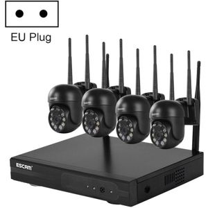 ESCAM WNK614 HD 3.0 Million Pixels 8-channel Wireless + 4IPC Wireless NVR Security System  EU Plug