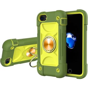 Shockproof Silicone + PC Protective Case with Dual-Ring Holder For iPhone 6/6s/7/8/SE 2020(Avocado)