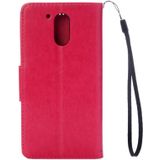 For Motorola Moto G (4rd gen) Plus Pressed Flowers Leather Case with Holder & Card Slots & Wallet(Magenta)