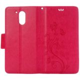 For Motorola Moto G (4rd gen) Plus Pressed Flowers Leather Case with Holder & Card Slots & Wallet(Magenta)