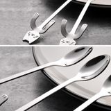2 PCS Creative 304 Stainless Steel Cartoon Cat Handle Coffee Stirring Spoons  11.8*1.8cm(Black)