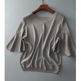 Flared Petal Sleeve V-Neck Knit T-Shirt (As Show)