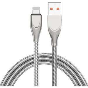 ENKAY ENK-CB131 USB naar 8-pins koolstofstalen slangveer 2.4A snellaadgegevenskabel  lengte: 2m
