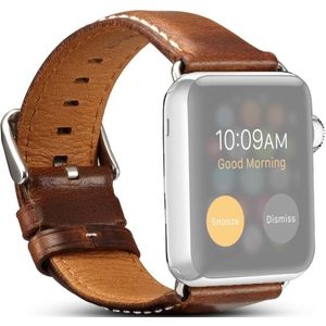 Denior Oil Wax Retro Watch Leather Strap for Apple Watch Series 5 & 4 40mm / 3 & 2 & 1 38mm (Brown)