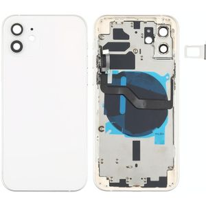 Battery Back Cover (with Side Keys & Card Tray & Power + Volume Flex Cable & Wireless Charging Module) for iPhone 12(White)