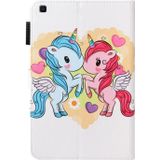 For Galaxy Tab A 8.0 (2019) T290 Cross Texture Painted Horizontal  Leather Case with Sleep / Wake-up Function & Card Slot & Holder & Wallet(Couple Unicorn)