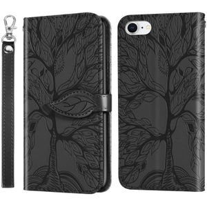 Life of Tree Embossing Pattern Horizontal Flip Leather Case with Holder & Card Slot & Wallet & Photo Frame & Lanyard For iPhone 8 & 7(Black)