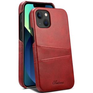 Suteni Calf Texture Back Cover Phone Case met kaartsleuven voor iPhone 13 mini