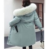 Mid-length Large Fur Collar Pated Coat Jacket (kleur: Groen Maat: XXL)