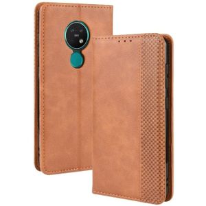 For Nokia 7.2 / Nokia 6.2 Magnetic Buckle Retro Crazy Horse Texture Horizontal Flip Leather Case  with Holder & Card Slots & Photo Frame(Brown)