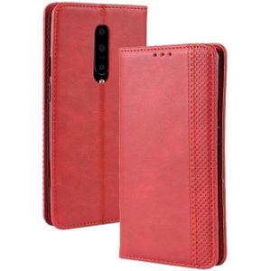 Magnetic Buckle Retro Crazy Horse Texture Horizontal Flip Leather Case for OnePlus 7 Pro  with Holder & Card Slots & Photo Frame(red)