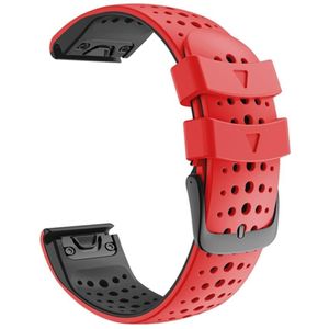 Voor Garmin Fenix 7 tweekleurige siliconen ronde gat Quick release horlogeband (rood zwart)