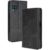 For Samsung Galaxy M32 Magnetic Buckle Retro Crazy Horse Texture Horizontal Flip Leather Case with Holder & Card Slots & Photo Frame(Black)