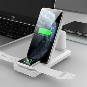 H6 3 in 1 Portable Folding Wireless Charger for iPhone + iWatch + AirPods(White)