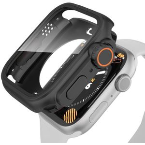 Voor Apple Watch Series 8 / 7 41 mm Wijzigen in Ultra 49 mm waterdichte all-inclusive film hybride pc-horlogekast