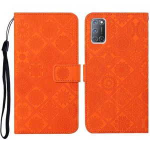 Voor OPPO A92 / A72 / A52 etnische stijl relif patroon horizontale flip lederen behuizing met houder & kaart slots & portemonnee & lanyard (oranje)