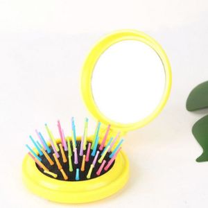 10 PCS Travel Easy To Carry Folding Massage Mirror Comb(Yellow)