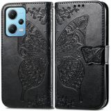 Voor Xiaomi Redmi Note 12 5G Global Butterfly Love Flower reliëf flip lederen telefoonhoes