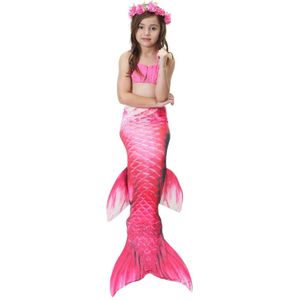 3 PCS / Sets Children Swimming Mermaid Tails Bikini Cosplay Mermaid Swimwear  Size: 110