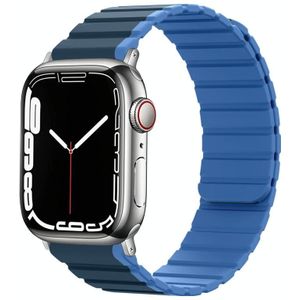 Slimme magnetische siliconen horlogeband voor Apple Watch Series 8 & 7 41 mm / SE 2 & 6 & SE & 5 & 4 40 mm / 3 & 2 & 1 38 mm (donkerblauw + lichtblauw)