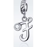 S925 Sterling Silver 26 English Letter Pendant DIY Bracelet Necklace Accessories  Style:F