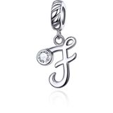 S925 Sterling Silver 26 English Letter Pendant DIY Bracelet Necklace Accessories  Style:F