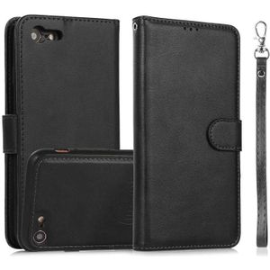 Calf Texture 2 in 1 Detachable Magnetic Back Cover Horizontal Flip Leather Case with Holder & Card Slots & Wallet & Photo Frame For iPhone SE 2020 / 8 / 7(Black)