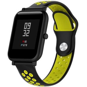 Double Colour Silicone Sport Wrist Strap for Huawei Watch Series 1 18mm(Black Yellow)