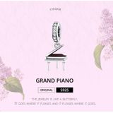S925 Sterling Silver Grand Piano Pendant DIY Bracelet Necklace Accessories